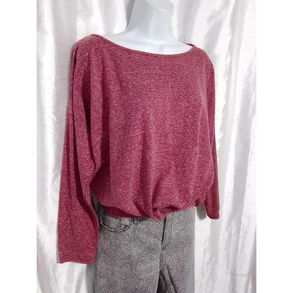 JESSY B Soft pleated Top heathered pink gray wine red Shirt
